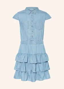 Guess Sukienka Koszulowa W Stylu Jeansowym Z Falbankami blau - Sukienki - miniaturka - grafika 1