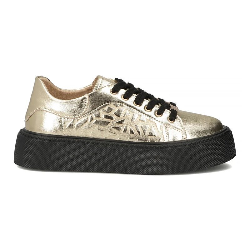 Filippo Sneakersy Damskie Skórzane Na Platformie Złote DP6119-25 BK r.37