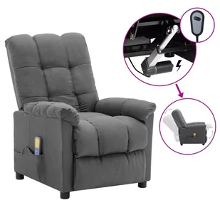 vidaXL Lumarko Rozkładany fotel masujący, elektryczny, jasnoszary, tkanina 3073758 - Fotele - miniaturka - grafika 1
