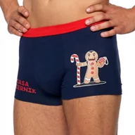 Majtki męskie - Moraj Bokserki męskie z motywem świątecznym Piernik rozm L granatowe - miniaturka - grafika 1