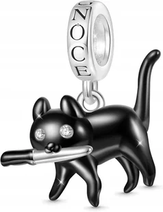 CHARM GNOCE Czarny Kot ze Srebrem 925 Zawieszka do Bransoletek Naszyjnika - Bransoletki - miniaturka - grafika 1