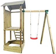 Place zabaw - Wieża Hektor z Daszkiem i Piaskownicą + Huśtawka Pojedyncza - miniaturka - grafika 1