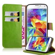 Etui i futerały do telefonów - Luxury Cadorabo - Book Style für Samsung Galaxy S5 (G900F) - Case Cover Schutzhülle Etui mit Standfunktion und Kartenfach in GRASS-GRÜN - miniaturka - grafika 1