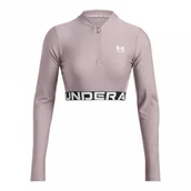 Koszulki i topy damskie - Damski longsleeve treningowy Under Armour Heatgear Rib 1/4 Zip Ls - beżowy - miniaturka - grafika 1