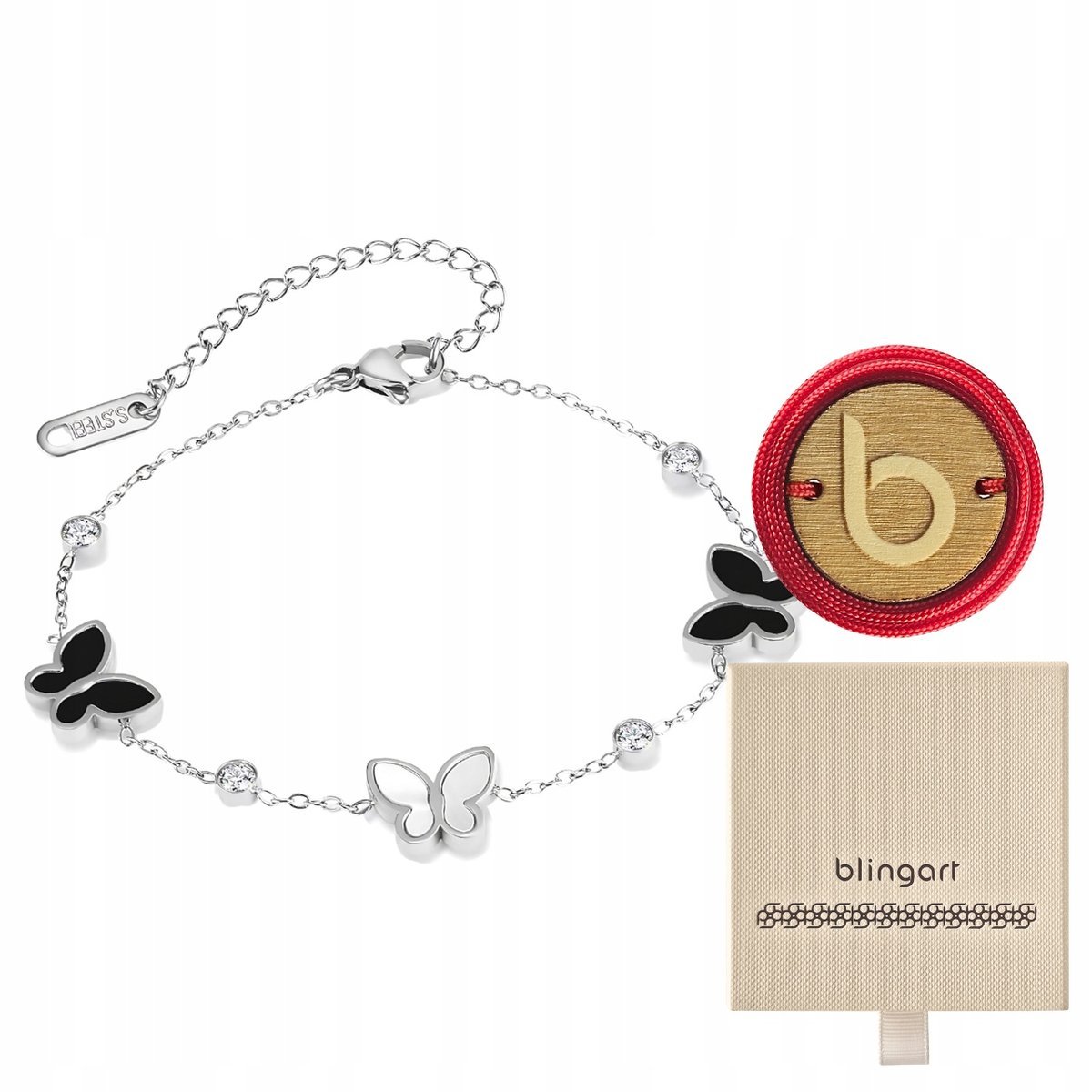 Bransoletka damska Motylki stal chirurgiczna 316L regulowana BLINGART