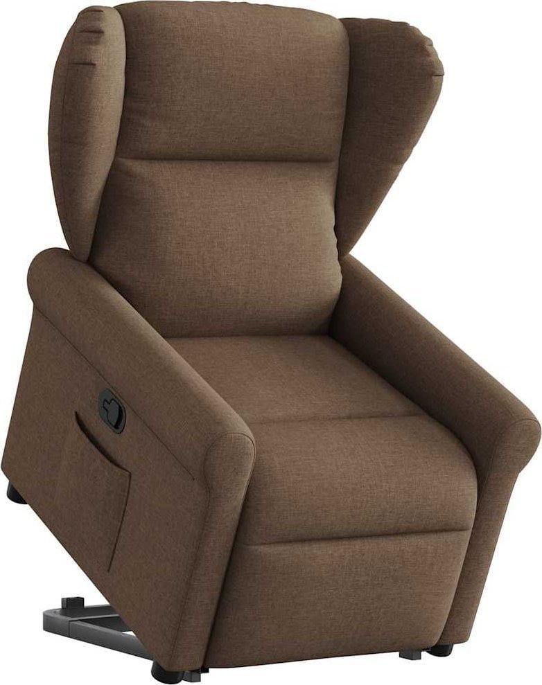 vidaXL Podnoszony fotel rozkładany, brązowy, obity tkaniną
