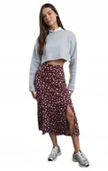 Spódnice - TRENDYOL BORDOWA MIDI SPÓDNICA ROŚLINNY PRINT Z ROZCIĘCIEM 36 5AA - miniaturka - grafika 1