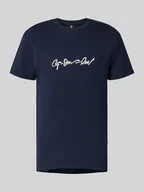 Koszulki męskie - T-shirt z nadrukiem z logo i okrągłym dekoltem - miniaturka - grafika 1