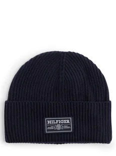 Tommy Hilfiger Czapka męska Mężczyźni Wełna niebieski jednolity, ONE SIZE - Czapki męskie - miniaturka - grafika 1