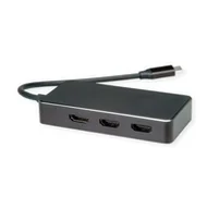 Złącza, przejściówki, adaptery - VALUE Adapter USB typu C - HDMI Multistream, 3x HDMI, 4K, M/F - miniaturka - grafika 1