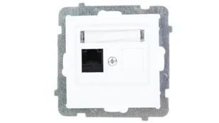 LEDart komputerowe pojedyncze RJ45 kat.5e, bez ramki - Ospel As GPK-1G/K/m/00, kolor biały - Gniazdka elektryczne - miniaturka - grafika 1