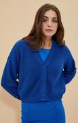 Swetry damskie - Krótki kardigan w kolorze niebieskim zapinany na guziki 4000, Kolor niebieski, Rozmiar XS, Moodo - Primodo.com - miniaturka - grafika 1