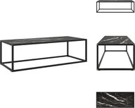 Ławy i stoliki kawowe - vidaXL Stolik kawowy czarny z czarnym szkłem o marmurowym wyglądzie 120x50x35 - Stoliki kawowe - miniaturka - grafika 1
