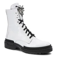 Botki damskie - Białe Botki Nessi Damskie Modne Obuwie Jesienne - miniaturka - grafika 1