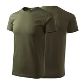 Koszulki męskie - Koszulka military z krótkim rękawem z logo na sercu i plecach męska z nadrukiem logo firmy 160g BASIC129 kolor 69 koszulka krótki rękaw - miniaturka - grafika 1