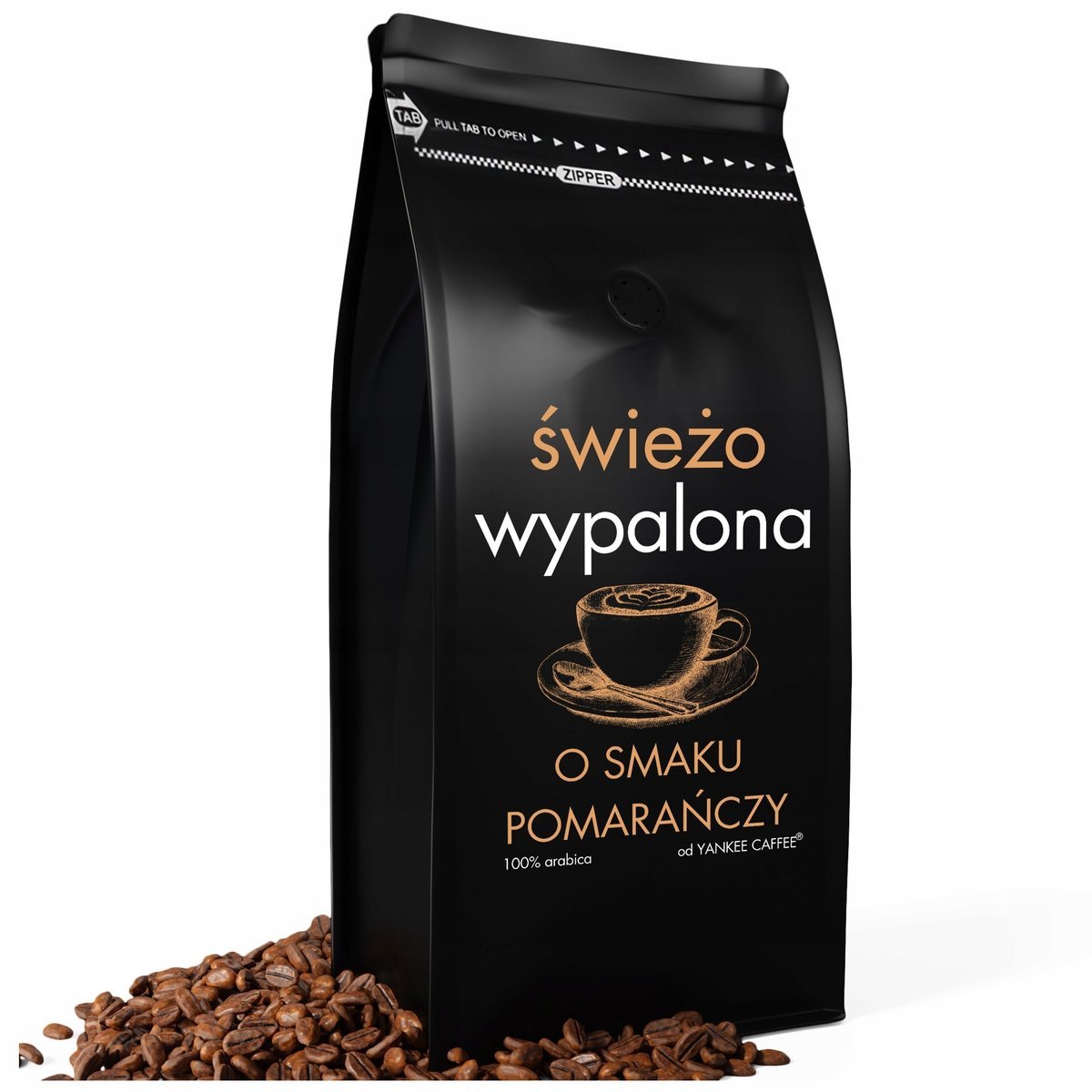 Kawa ziarnista 1kg ŚWIEŻO PALONA 100% Arabica smakowa POMARAŃCZOWA