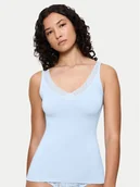 Piżamy damskie - Triumph Top Feel Of Modal 10221637 Błękitny Slim Fit - miniaturka - grafika 1