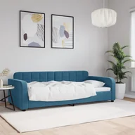 Sofy i kanapy - vidaXL Sofa z funkcją spania, niebieska, 90x200 cm, obita aksamitem - miniaturka - grafika 1