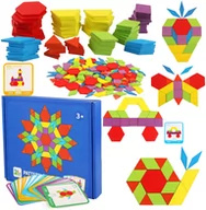 Zabawki interaktywne dla dzieci - Układanka Drewniana Puzzle Tangram Montessori U596 - miniaturka - grafika 1