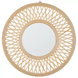 Bambusowe okrągłe lustro ścienne ø 60 cm naturalne BACATA - Lustra - miniaturka - grafika 1
