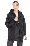 Kurtki damskie - Trendyol Damska bluza z kapturem, jednokolorowa, oversize, kurtka zimowa, czarny, XS, Czarny - miniaturka - grafika 1