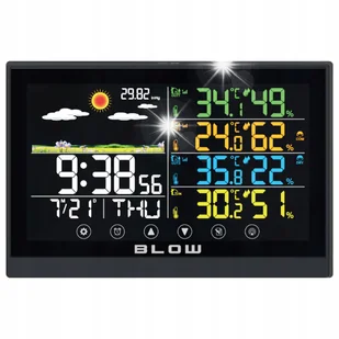 STACJA POGODOWA POGODY METEO TERMOMETR HIGROMETR ZEGAR BUDZIK + 3x CZUJNIK - Stacje pogodowe - miniaturka - grafika 1