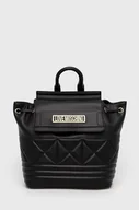Plecaki - Love Moschino plecak damski kolor czarny mały gładki - miniaturka - grafika 1