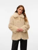 Kurtki damskie - Vero Moda Kurtka "VMGLORIA" w kolorze beżowym ze sztucznego futerka - miniaturka - grafika 1
