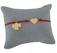 Bransoletki - Bransoletka sznurkowa serce koniczynka GRAWER ZŁ - miniaturka - grafika 1