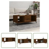 Ławy i stoliki kawowe - The Living Store stolik kawowy brązowy dąb 102x50x40 cm materiał drewnopochodny - miniaturka - grafika 1