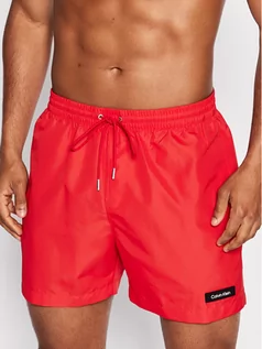 Kąpielówki męskie - Calvin Klein Swimwear Szorty kąpielowe KM0KM00721 Czerwony Regular Fit - grafika 1