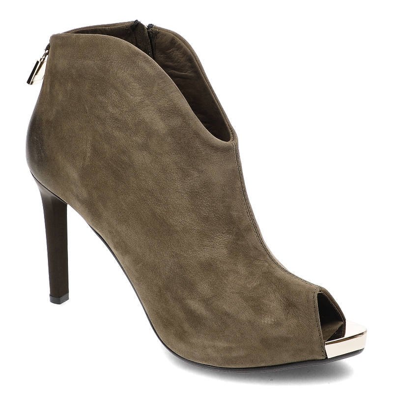 Zielone Botki Carinii Damskie Buty Na Obcasie