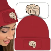 Czapki dla dzieci - Ciepła Czapka Zimowa Czerwona FIGHT LIKE A GIRL Wz - miniaturka - grafika 1