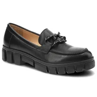 Mokasyny damskie - Czarne Półbuty Nessi Wygodne Skórzane Buty Damskie - miniaturka - grafika 1