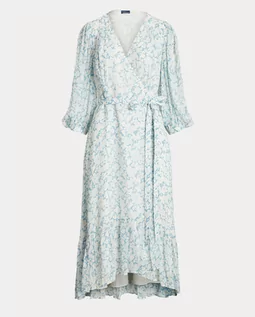 Sukienki - RALPH LAUREN Kopertowa sukienka midi w kwiaty rozmiar 8 - grafika 1