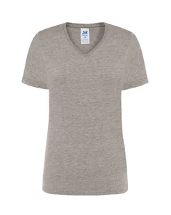 T-shirt Damski szary dekolt w serek roz. L - Odzież robocza - miniaturka - grafika 1