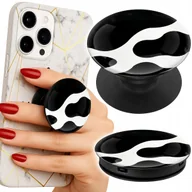Uchwyty samochodowe do telefonów - Uchwyt do telefonu Popsocket na palce/stojak CZARNO- BIAŁE ŁATY KROWA WZORY - miniaturka - grafika 1