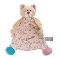 Zabawki sensoryczne - NICI 48894 Kocyk 25x25cm Kot z gryzakiem i przystawką do smoczka - miniaturka - grafika 1