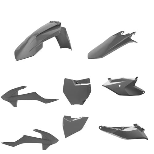 POLISPORT 91298 - Zestaw plastikowych replik Polisport Enduro dla tych, którzy szukają jakości OEM dla motocykli KTM w kolorze szarym