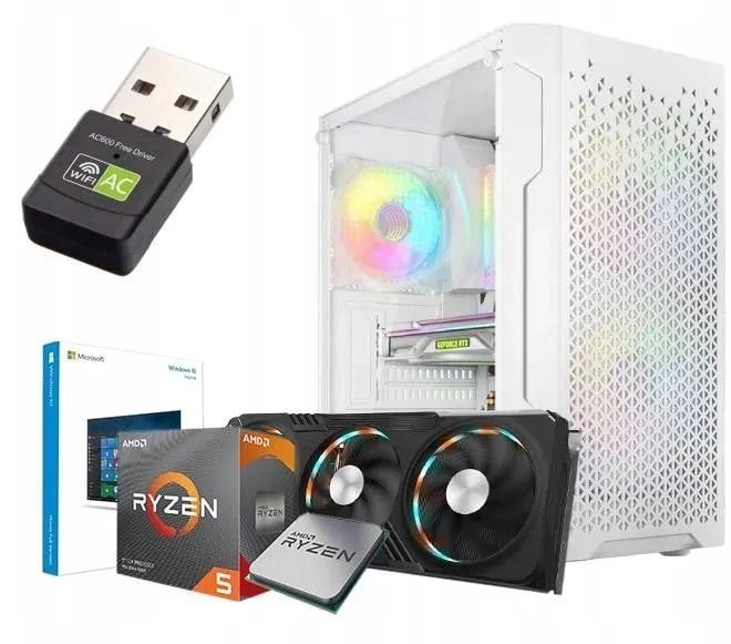 BIAŁY KOMPUTER GAMINGOWY DO GIER AMD RYZEN 7 5700X 16GB RTX 3050 SSD 1TB W11 3xRGB