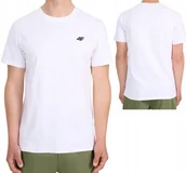 Koszulki męskie - Bawełniana koszulka 4F T-shirt męski M3341 biały r. XL - miniaturka - grafika 1