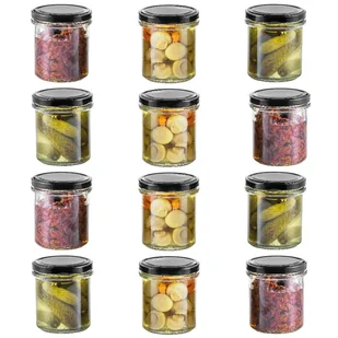 słoiczki na desery przetwory miód słoiki weki czarna zakrętka 350ml 12szt - Pojemniki kuchenne - miniaturka - grafika 1