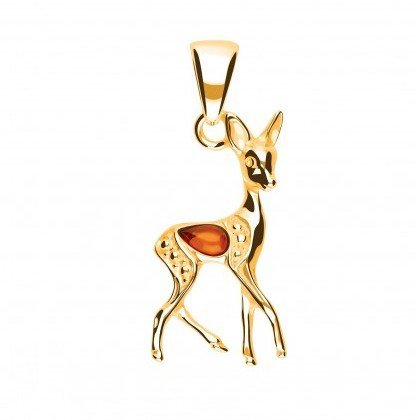 ankabizuteria.pl Zawieszka srebrna pozłacana z bursztynem SARENKA