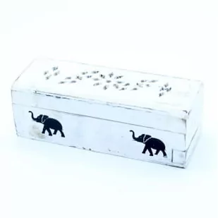 Podstawka na kadzidełka, pudełko Słonie  White Wash 15 cm - Kadzidła i dodatki - miniaturka - grafika 1