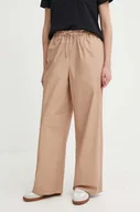 Spodnie damskie - Sisley spodnie bawełniane kolor beżowy szerokie high waist - miniaturka - grafika 1
