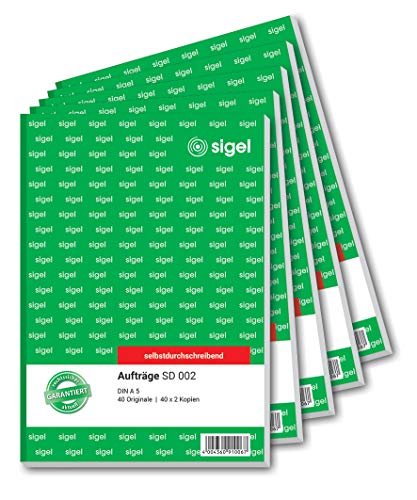 SIGEL SD002/5 zeszyt na dokumenty A5, 3 x 40 arkuszy, samokopiujący, 5 sztuk