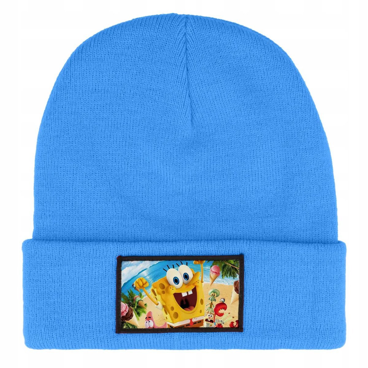 Czapka Zimowa Dziecięca SPONGEBOB PRZYGODA Bajka Prezent Wzory Niebieska