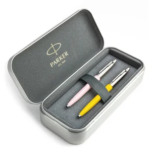 Zestaw prezentowy długopis Parker Jotter Originals Różowy i Żółty z metalowym etui - Zestawy piśmiennicze - miniaturka - grafika 1