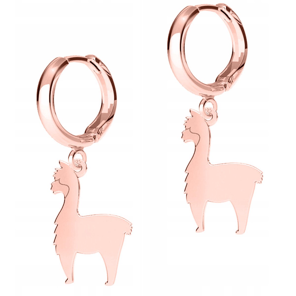 Kolczyki Pozłacane Alpaki Lamy Blaszka Zwierzę Lama Alpaka SREBRO 925