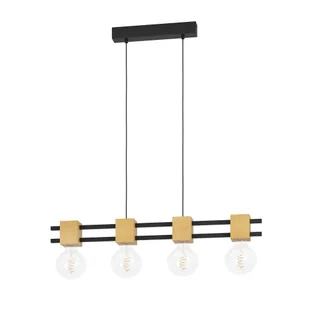 Lampa wisząca LEVANTARA 4xE27 - czarny/brązowy - Lampy sufitowe - miniaturka - grafika 1